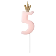 Świeczka cyferka - różowa  5 