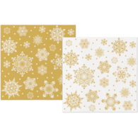 Serwetki 40x40cm flizelinowe skł.  Boże Narodzenie  op.50 szt. (8) Reverse Design Snowflakes złoto-białe