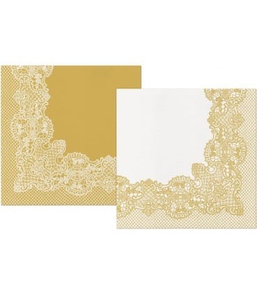 Serwetki 40x40cm flizelinowe skł.  wzór: złoto-białe  Reverse Design Royal Lace   op.50 szt. (8)