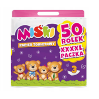 Papier toaletowy MIŚKI  3-warst. biały, 50 rolek