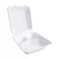 Poj. na obiad pulpa 3-dziel. 23x23x8,5cm  op.50 szt. (4)   trzcina **