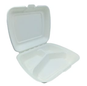 Poj. na obiad pulpa 3-dziel. 23x20,5x7cm  op.50 szt. (4)   trzcina  PTC 29945 ++