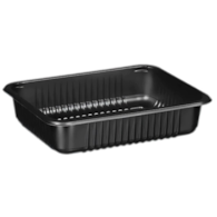 Poj. do zgrzewu 1-dz.czarny, 187/137/50; op.80 szt. (8) karbowany   W1/602RD  850ml