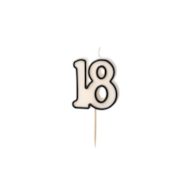 Świeczka cyferka - biało-czarna  18  - 5,5cm