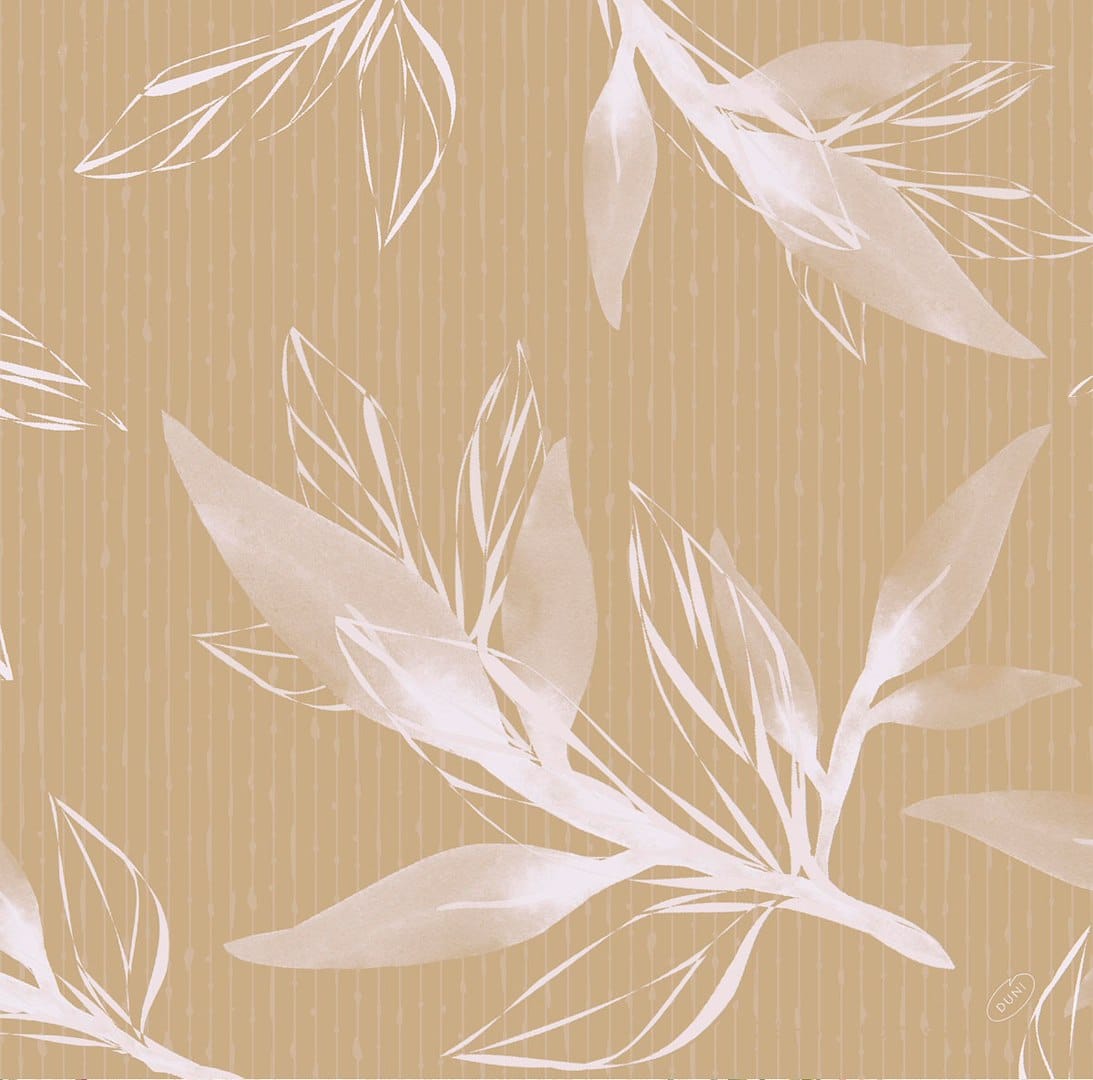 Serwetki 40x40cm flizelinowe skł.  wzór: beż liście Eco Leaves   op.60 szt. (6)