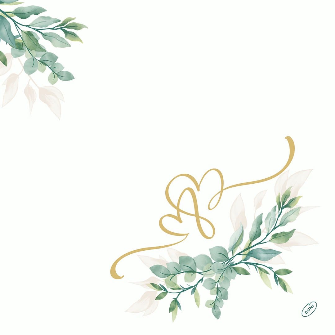 Serwetki 40x40cm flizelinowe skł.  wzór: biało-zielone  Love Hearts   op.60 szt. (6)