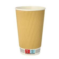 Kubek papier. 2-ściankowy  400ml  op.25 szt. (20) śr.90mm powl. - jasny brąz, karbowany  Ripple Wall  86272