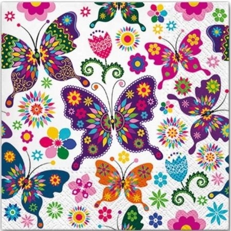 Serwetki 33x33cm  skł. 3-warst.  op.20 szt. Colorful Butterflies   TL566000