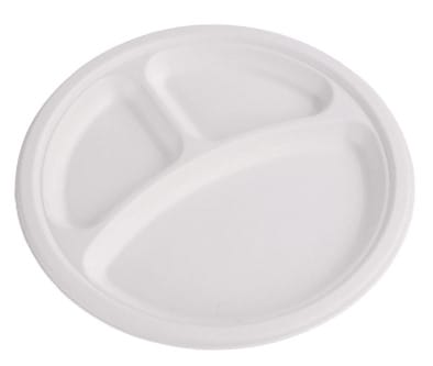 Talerz pulpa 22,5cm 3-dzielny,  biały op.25 szt. (4) 45361  /SKL/