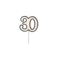 Świeczka cyferka - biało-czarna  30  - 5,5cm