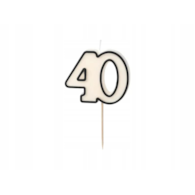 Świeczka cyferka - biało-czarna  40  - 5,5cm