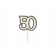 Świeczka cyferka - biało-czarna  50  - 5,5cm