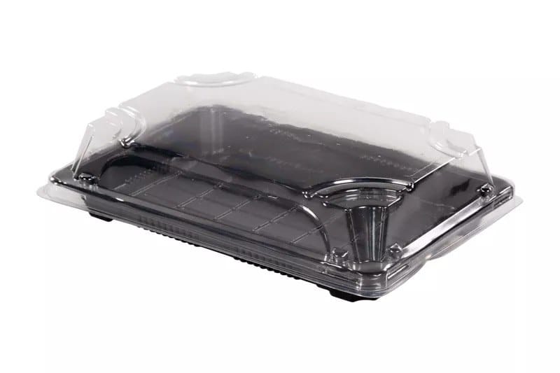 Poj. na sushi 18,5x12,9x2cm  op.50 szt. rPet czarny  (kpl.góra+dół)  (E401233+ E401258) **