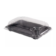 Poj. na sushi 21,5x13,5x2cm  op.50 szt.  rPet czarny  (kpl.góra+dół)  (E401232+ E400827) **