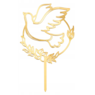 Topper na tort;  Komunia Święta Gołąb lustrzany - złoty