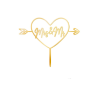 Topper na tort;  Mrs & Mr  złoty