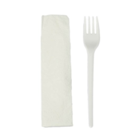 Zestaw sztućców KONFEKCJA biały - widelec +  serwetka  op.45 szt. **