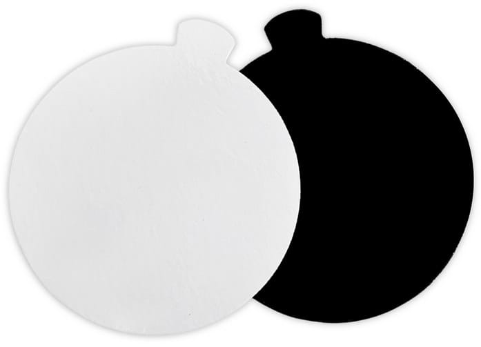 Podkład okr. FI  8cm  op.200 szt. -  bankietówka z uchwytem; czarno-biały