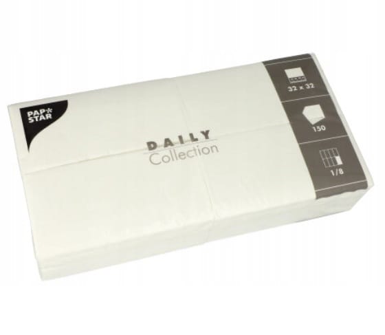 Serwetki 33x33 składane 1/8  2-warst. białe  250szt.