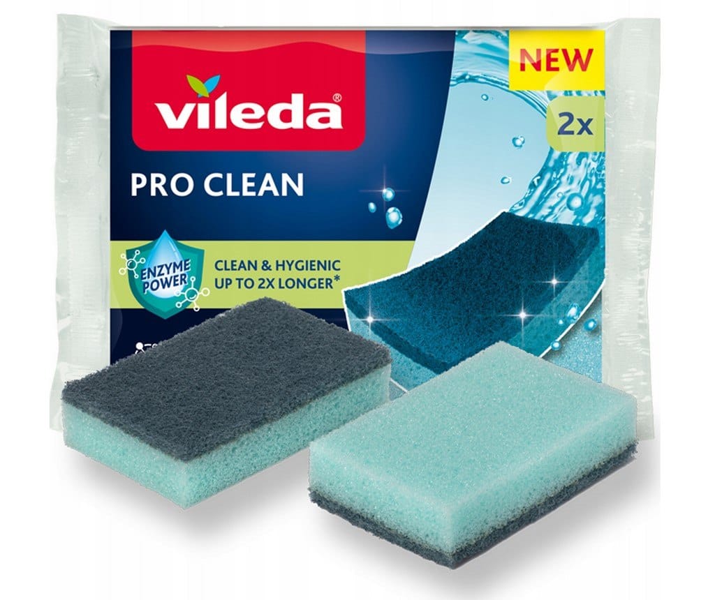 Zmywak kuchenny gąbka Vileda Pro Clean Enzymy  op.2 szt.