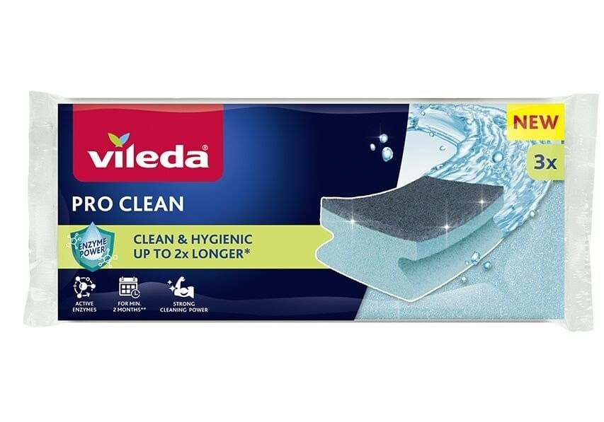 Zmywak kuchenny gąbka Vileda Pro Clean profilowany  op.3 szt.