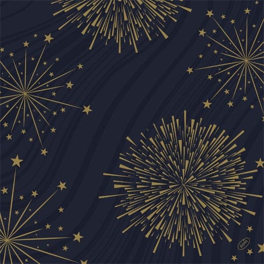 Serwetki 40x40cm flizelinowe skł.  Noworoczne  op.60 szt. (6) czarne ze złotem Sparkly Black   BIO DSF      211594
