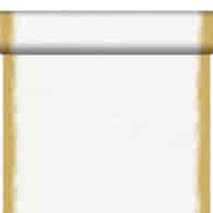 Bieżnik  Arlaid 0,4x24m - biały ze złotym brzegiem Sparkly White  (4)  perforacja co 120cm