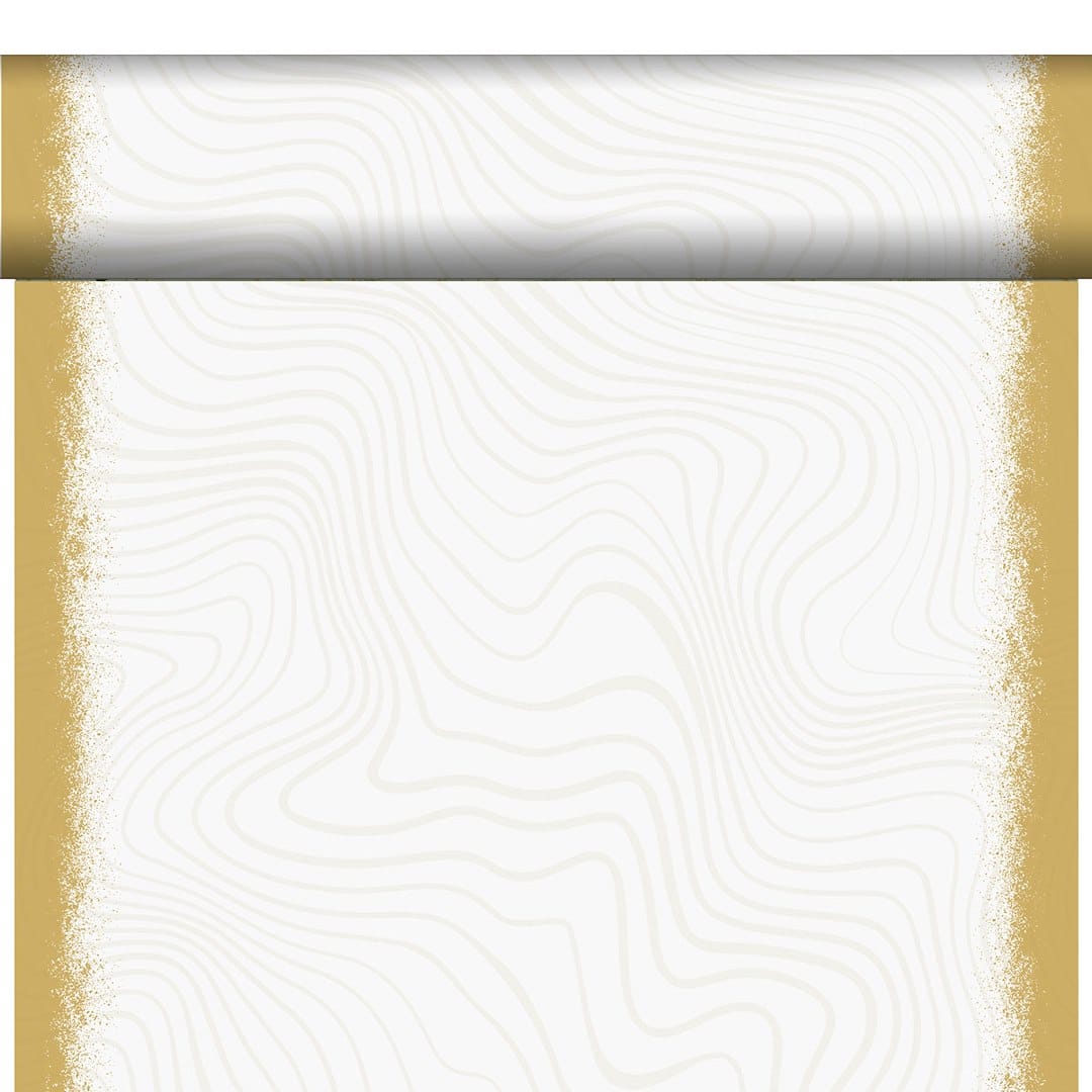 Bieżnik  Arlaid 0,4x24m - biały ze złotym brzegiem Sparkly White  (4)  perforacja co 120cm