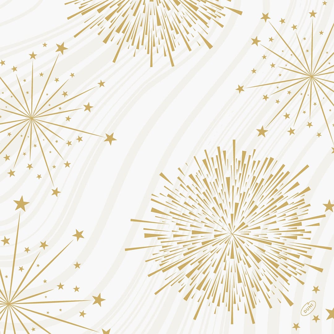 Serwetki 40x40cm flizelinowe skł.  Noworoczne  op.60 szt. (6) białe ze złotym Sparkly White