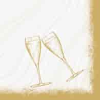 Serwetki 40x40cm flizelinowe skł.  Noworoczne  op.60 szt. (6) białe ze złotymi kieliszkami  Sparkly Cheers White