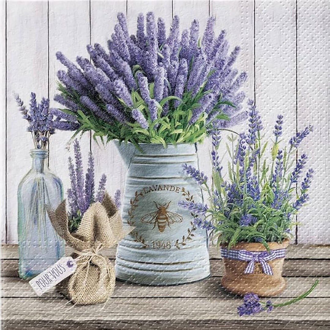 Serwetki 33x33cm  skł. 3-warst.  op.20 szt. Lavender in Bucket   SDL122500
