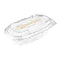 Poj. na sałatkę PET owalny  500ml  op.50 szt. (6) z widelcem drewnianym  SL1750W zamykany