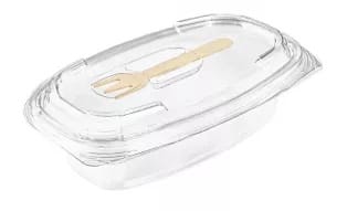 Poj. na sałatkę PET owalny  500ml  op.50 szt. (6) z widelcem drewnianym  SL1750W zamykany