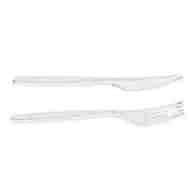 Zestaw sztućców biały - widelec + nóż  op.250 par   **