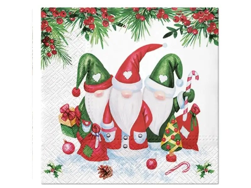 Serwetki - Boże Narodzenie  33x33cm  op.20 szt.  Christmas Gnomes