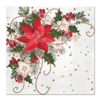 Serwetki - Boże Narodzenie  33x33cm  op.20 szt.  Composition with Poinsettia