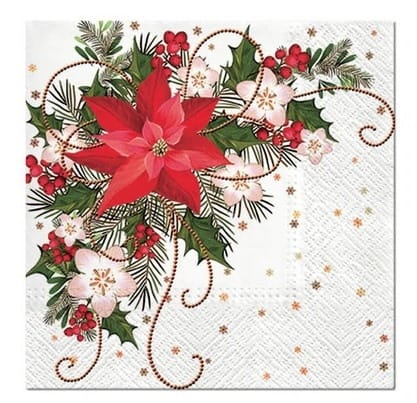 Serwetki - Boże Narodzenie  33x33cm  op.20 szt.  Composition with Poinsettia