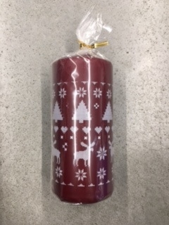 Świeca walec  70/140 nordic bordo Boże Narodzenie