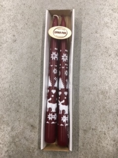 Świeca stożkowa, bordo nordic  op.2 szt. Boże Narodzenie