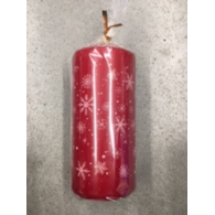 Świeca walec  70/140 czerwona śnieżynki Boże Narodzenie