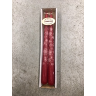 Świeca stożkowa, czerwona śnieżynki Boże Narodzenie  op.2 szt.