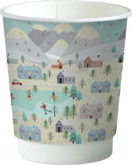 Kubek papier. 2-ściankowy  Winter/Zima  250ml  op.20 szt. (25) śr.80mm powl.