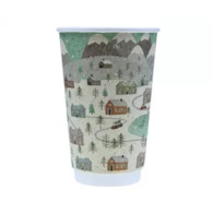 Kubek papier. 2-ściankowy  Winter/Zima  300ml  op.25 szt. (20) śr.90mm powl.
