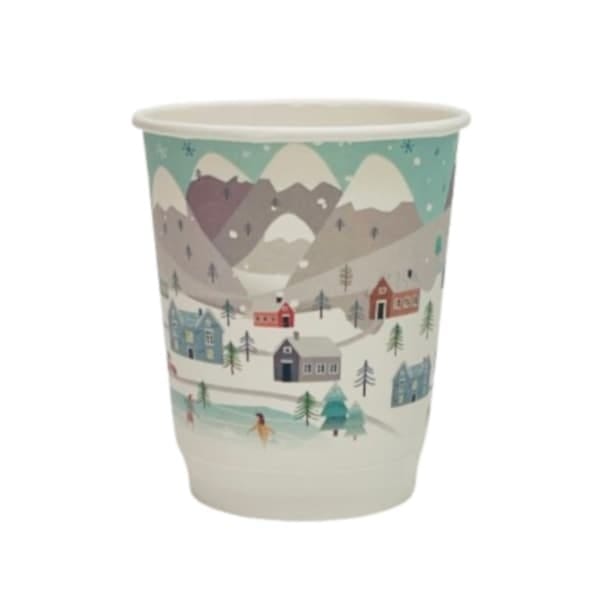 Kubek papier.nadruk. Winter/Zima  250ml  op.100 szt. (24) śr.80mm powl.