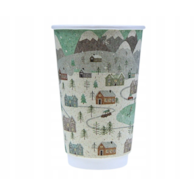 Kubek papier.nadruk. Winter/Zima  300ml  op.50 szt. (20) śr.90mm powl.   68091