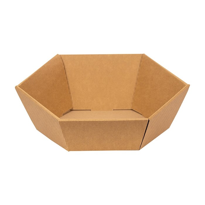 Pudełko 36x11cm (przód), 28x7cm (tył) brązowe bez pokrywki, prezentowe GM-KP-5 tektura karbowana/ sześciokąt DUŻE