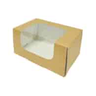 Pudełko 16,5x11x8cm brązowo/białe z oknem op.50 szt. P4396