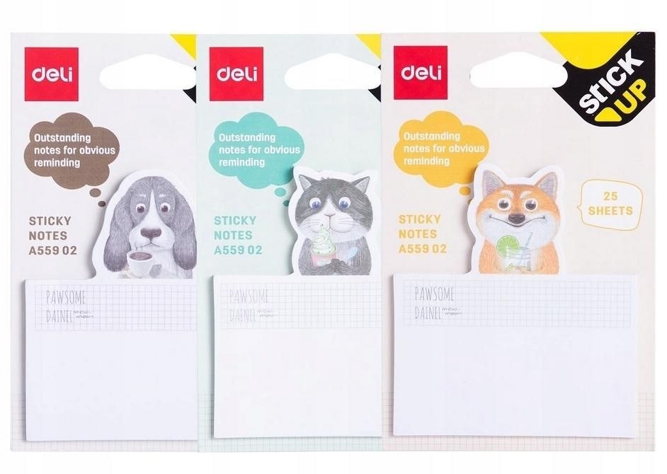 Notes samoprz. 75x84 Deli  (25k) lisek/kotek/piesek