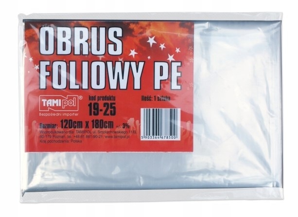 Obrus foliowy molet.PE  120x140, przeźroczysty