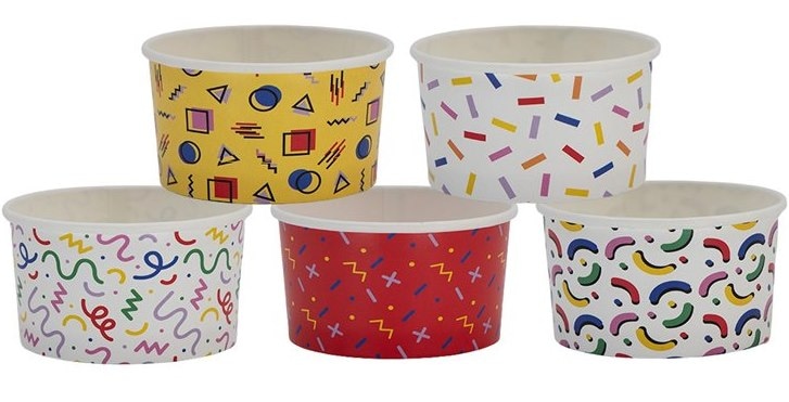 Poj. na lody papier. 245ml  op.25 szt. (24) Memphis MIX kolor.